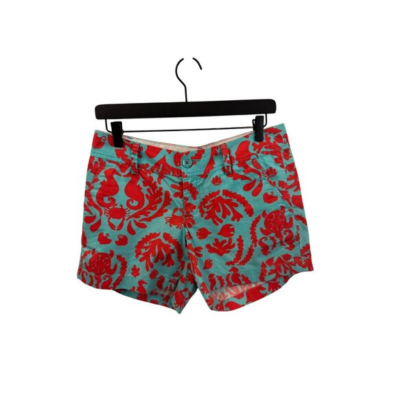 Lilly Pulitzer coral and blue shorts with seahorses and coral size 4 - Picture 1 of 3